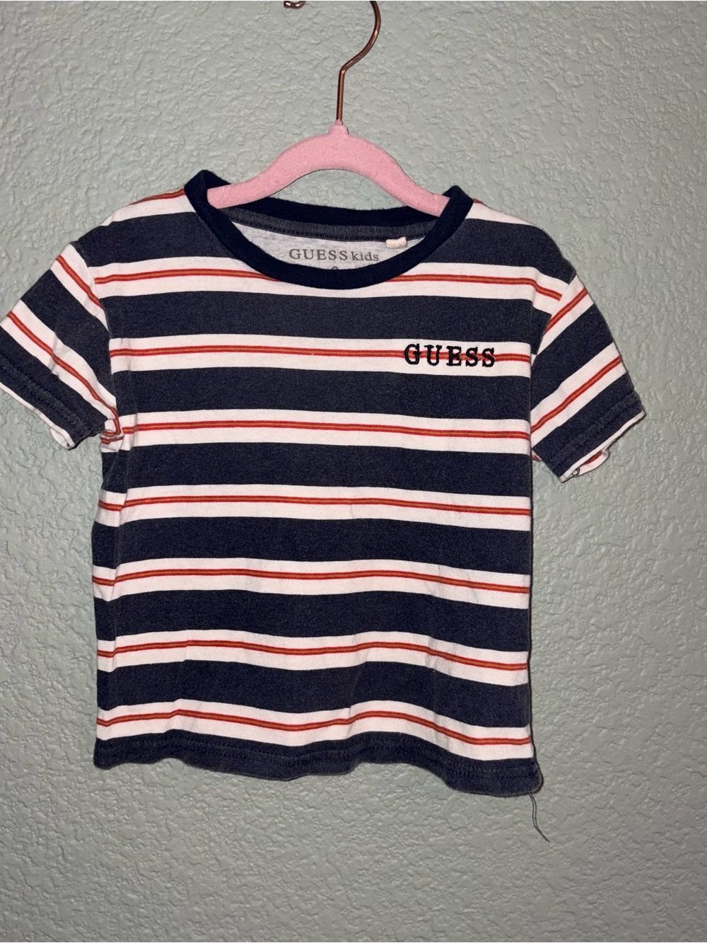 GUESS Kids Navy, White & Red Striped Short Sleeve Tee